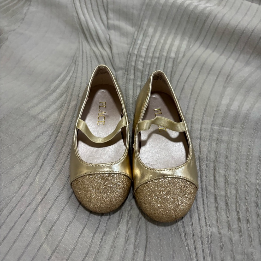 The Children’s Place Toddler Girls Metallic Glitter Ballet Flats - Gold Size 6